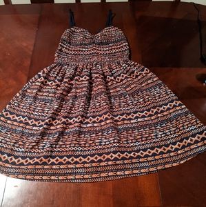 Pink and Navy Blue Aztec Print Design Dress